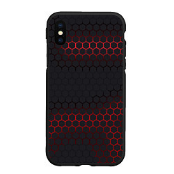 Чехол iPhone XS Max матовый Броня из стали красная, цвет: 3D-черный