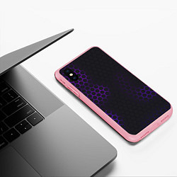 Чехол iPhone XS Max матовый Броня из стали неоновый градиент, цвет: 3D-баблгам — фото 2