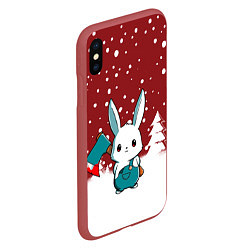 Чехол iPhone XS Max матовый Кролик лесоруб, цвет: 3D-красный — фото 2