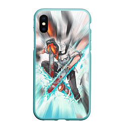 Чехол iPhone XS Max матовый Chainsaw man blood, цвет: 3D-мятный