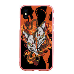 Чехол iPhone XS Max матовый Огненная маска кицунэ, цвет: 3D-баблгам