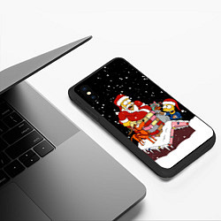 Чехол iPhone XS Max матовый Симпсоны новогодний, цвет: 3D-черный — фото 2