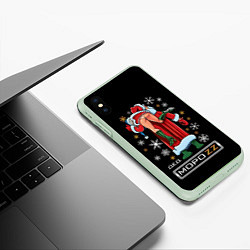 Чехол iPhone XS Max матовый Ded MoroZZ - Brazzers, цвет: 3D-салатовый — фото 2