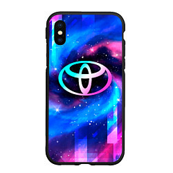 Чехол iPhone XS Max матовый Toyota неоновый космос, цвет: 3D-черный