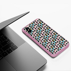 Чехол iPhone XS Max матовый Весёлые монстрики с соской, цвет: 3D-розовый — фото 2