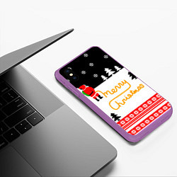 Чехол iPhone XS Max матовый Merry christmas - Санта Клаус, цвет: 3D-фиолетовый — фото 2