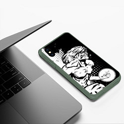 Чехол iPhone XS Max матовый Атакующий титан - Эрен, цвет: 3D-темно-зеленый — фото 2