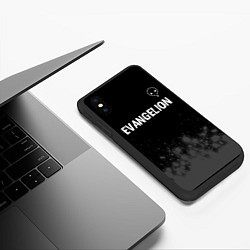 Чехол iPhone XS Max матовый Evangelion glitch на темном фоне: символ сверху, цвет: 3D-черный — фото 2