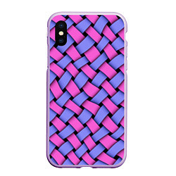 Чехол iPhone XS Max матовый Фиолетово-сиреневая плетёнка - оптическая иллюзия, цвет: 3D-сиреневый