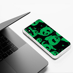 Чехол iPhone XS Max матовый Panda green pattern, цвет: 3D-белый — фото 2