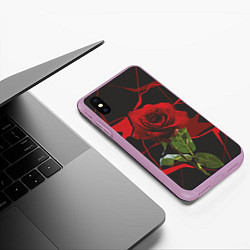 Чехол iPhone XS Max матовый Одинокая красная роза, цвет: 3D-сиреневый — фото 2
