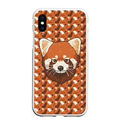 Чехол iPhone XS Max матовый Милая красная панда, цвет: 3D-белый