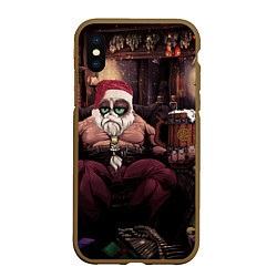 Чехол iPhone XS Max матовый Плохой Санта Кот, цвет: 3D-коричневый