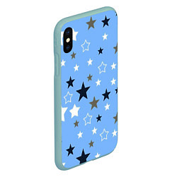 Чехол iPhone XS Max матовый Звёзды на голубом фоне, цвет: 3D-мятный — фото 2