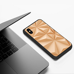 Чехол iPhone XS Max матовый Бежевые полигональные фигуры, цвет: 3D-черный — фото 2