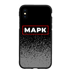 Чехол iPhone XS Max матовый Марк - в красной рамке на темном