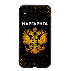 Чехол iPhone XS Max матовый Маргарита и зологой герб РФ