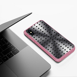 Чехол iPhone XS Max матовый Текстура перфорированного металла, цвет: 3D-малиновый — фото 2