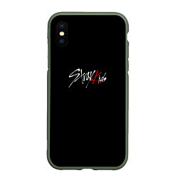 Чехол iPhone XS Max матовый Stray Kids white logo, цвет: 3D-темно-зеленый