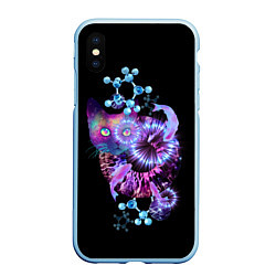 Чехол iPhone XS Max матовый ДНК космического кота, цвет: 3D-голубой