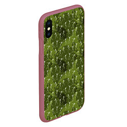 Чехол iPhone XS Max матовый Милитари скелеты мини, цвет: 3D-малиновый — фото 2