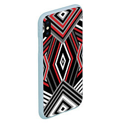 Чехол iPhone XS Max матовый Геометрический узор с серыми черными и красными по, цвет: 3D-голубой — фото 2