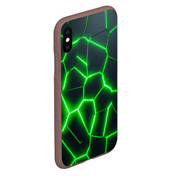 Чехол iPhone XS Max матовый Зелёные неоновые плиты, цвет: 3D-коричневый — фото 2