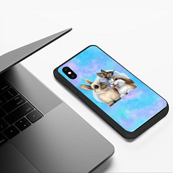 Чехол iPhone XS Max матовый Милые влюбленные кролики, цвет: 3D-черный — фото 2