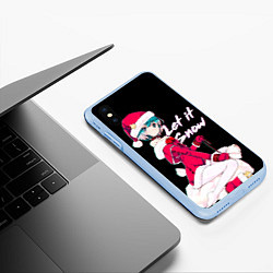 Чехол iPhone XS Max матовый Новогодняя аниме девочка Аянами, цвет: 3D-голубой — фото 2