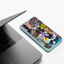 Чехол iPhone XS Max матовый Очень пёстрый арт, цвет: 3D-мятный — фото 2