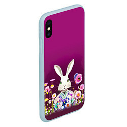 Чехол iPhone XS Max матовый Кролик на винном фоне, цвет: 3D-голубой — фото 2