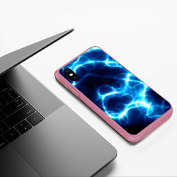 Чехол iPhone XS Max матовый Молния грозовая - электрические разряды, цвет: 3D-малиновый — фото 2