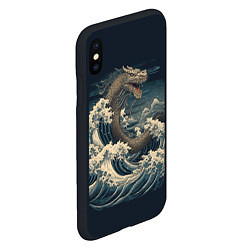 Чехол iPhone XS Max матовый Морской дракон в японском стиле, цвет: 3D-черный — фото 2