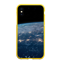 Чехол iPhone XS Max матовый Планета, космос и огни, цвет: 3D-желтый