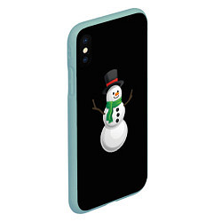 Чехол iPhone XS Max матовый Новогодний снеговик с шарфом, цвет: 3D-мятный — фото 2