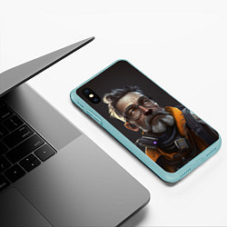 Чехол iPhone XS Max матовый Фриман на пенсии, цвет: 3D-мятный — фото 2