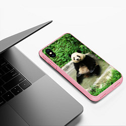 Чехол iPhone XS Max матовый Панда отдыхает в ванной, цвет: 3D-баблгам — фото 2