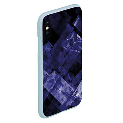 Чехол iPhone XS Max матовый Синие, чёрные и белые полоски, цвет: 3D-голубой — фото 2