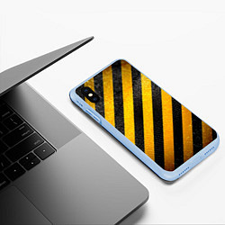 Чехол iPhone XS Max матовый Черно-желтая опасность, цвет: 3D-голубой — фото 2