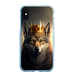 Чехол iPhone XS Max матовый Волк в золотой короне, цвет: 3D-голубой