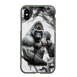 Чехол iPhone XS Max матовый Накаченная горилла, цвет: 3D-темно-зеленый