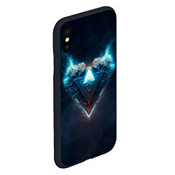 Чехол iPhone XS Max матовый Каменное сердце в синем неоновом электрическом све, цвет: 3D-черный — фото 2