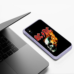 Чехол iPhone XS Max матовый AC DC череп, цвет: 3D-светло-сиреневый — фото 2