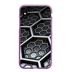 Чехол iPhone XS Max матовый Geometry abstraction, цвет: 3D-фиолетовый