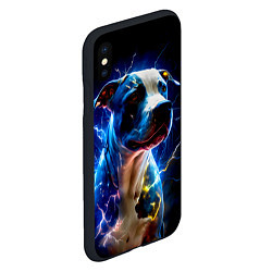 Чехол iPhone XS Max матовый Стаффордшир искрящий молниями, цвет: 3D-черный — фото 2