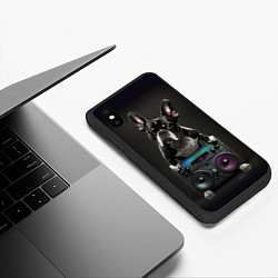 Чехол iPhone XS Max матовый Бульдог диско, цвет: 3D-черный — фото 2