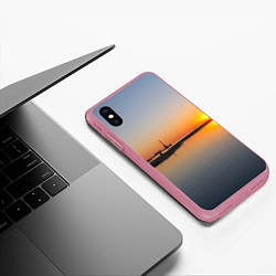 Чехол iPhone XS Max матовый Санкт-Петербург, закат на Финском заливе, цвет: 3D-малиновый — фото 2