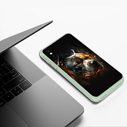 Чехол iPhone XS Max матовый Стаффордширский терьер - огонь, цвет: 3D-салатовый — фото 2