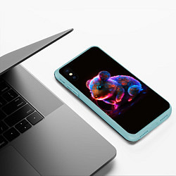 Чехол iPhone XS Max матовый Неоновый хомячок, цвет: 3D-мятный — фото 2