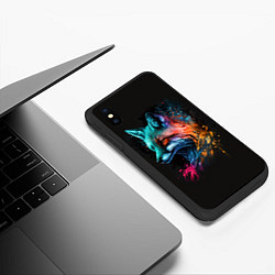 Чехол iPhone XS Max матовый Неоновая лисичка, цвет: 3D-черный — фото 2